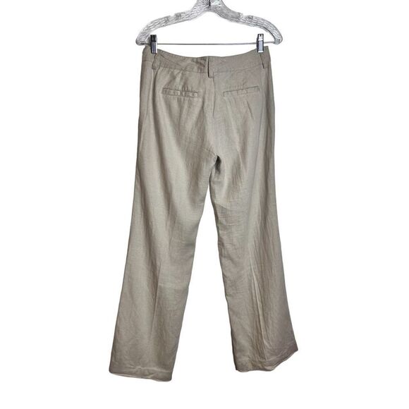 Micheal Kors 100% linen neutral beige flair belted trousers sz 2 - Picture 5 of 6
